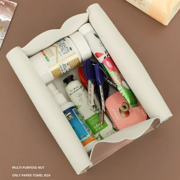 Leather Tissue Box Holder Toilet Pumping Box Home Decor Living Room Bedroom Kitchen Desktop Nordic Napkin Holder Car Tissue Case - Image 4